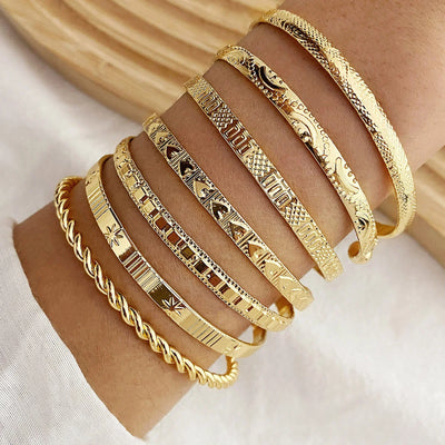7-Piece Punk Gold Bracelet Set
