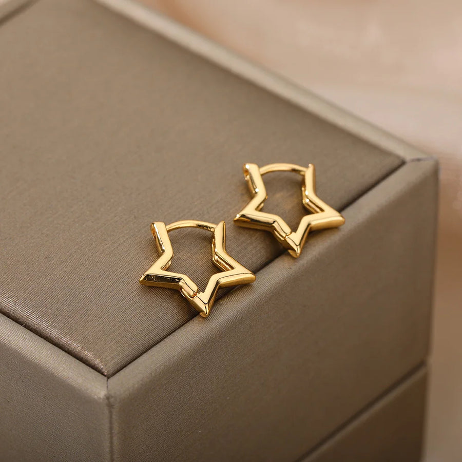 Minimalist Star Hoop Earrings