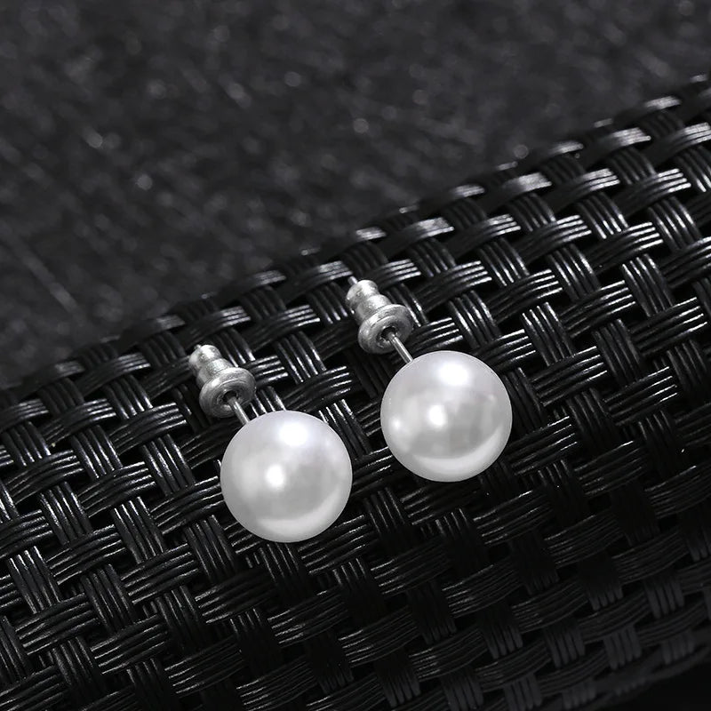 Classic White Pearl Stud Earrings