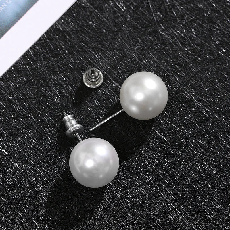 Classic White Pearl Stud Earrings