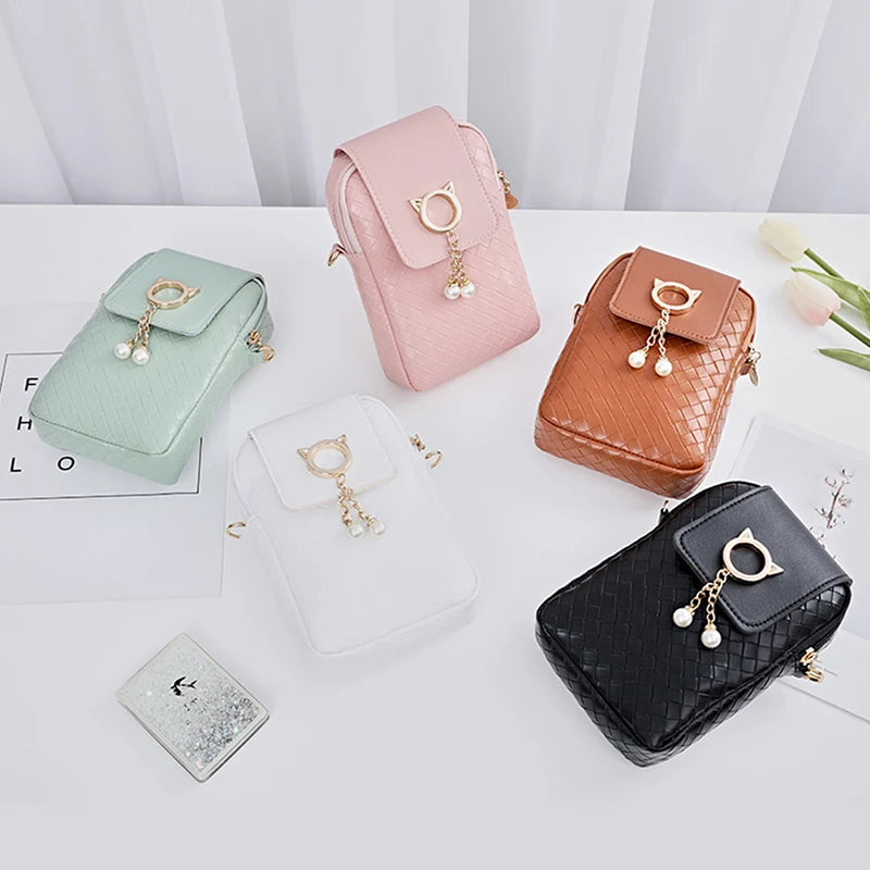 Mini Woven Pearl Crossbody Bag