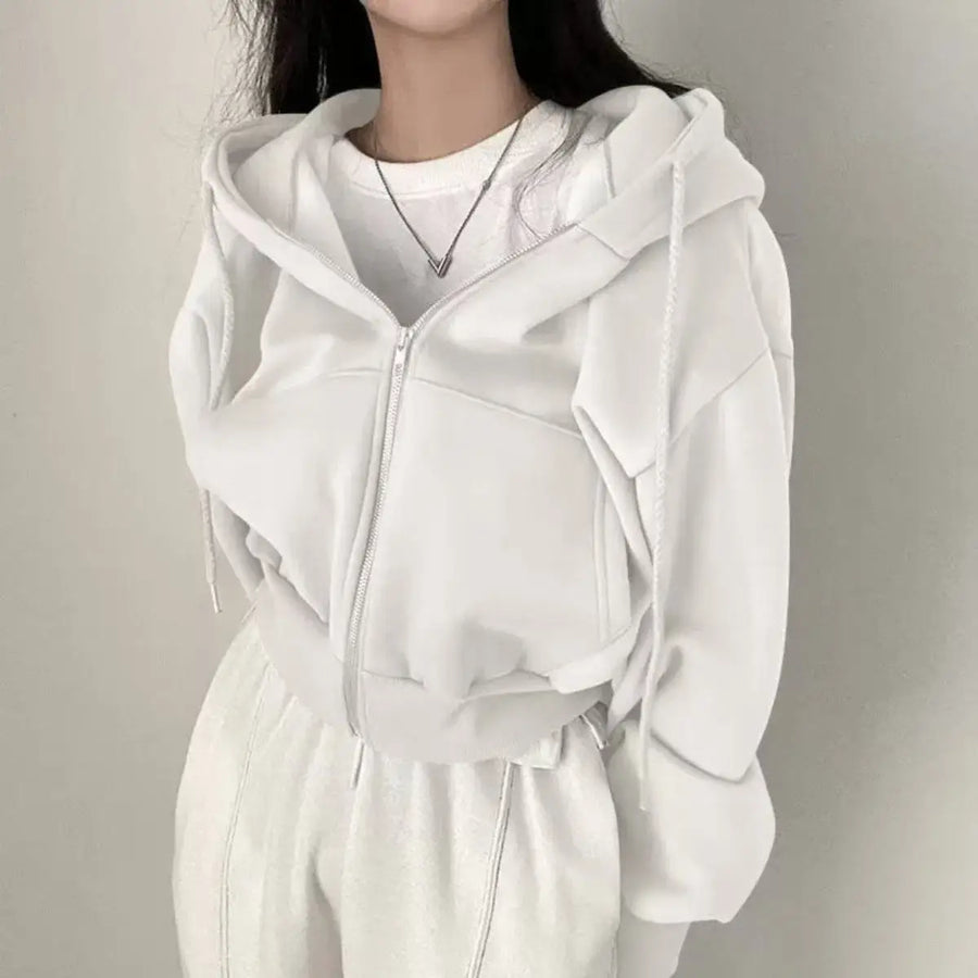Y2K Zip-Up Crop Sweatshirt