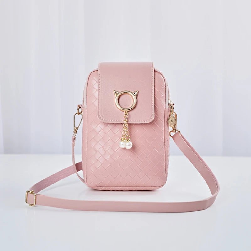 Mini Woven Pearl Crossbody Bag