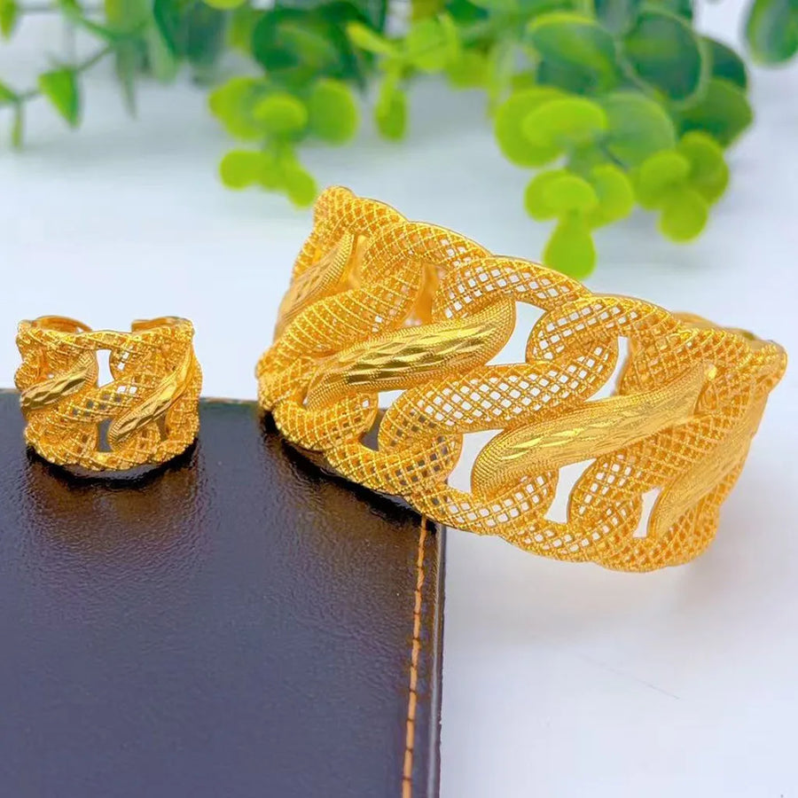 Dubai Gold Bangle & Ring Set
