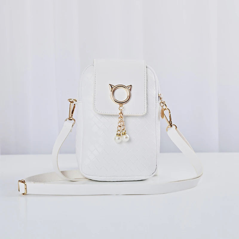 Mini Woven Pearl Crossbody Bag