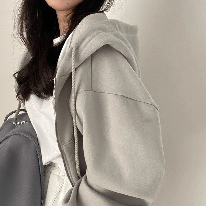 Y2K Zip-Up Crop Sweatshirt