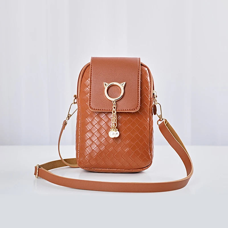 Mini Woven Pearl Crossbody Bag