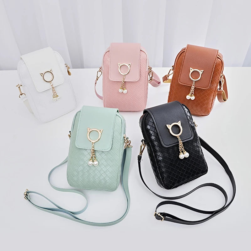 Mini Woven Pearl Crossbody Bag
