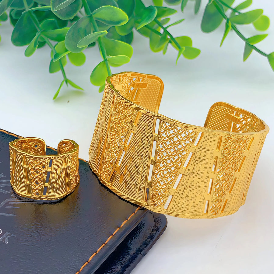Dubai Gold Bangle & Ring Set