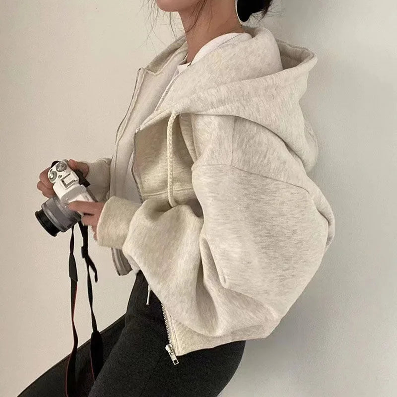 Y2K Zip-Up Crop Sweatshirt