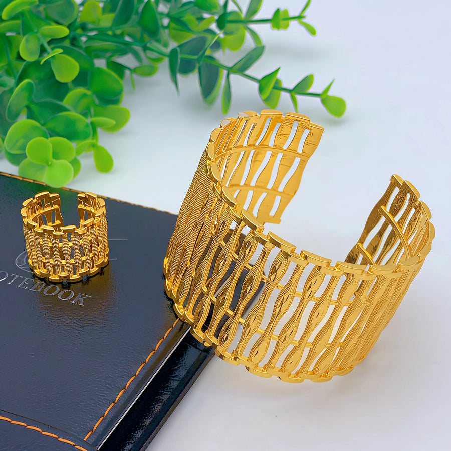 Dubai Gold Bangle & Ring Set