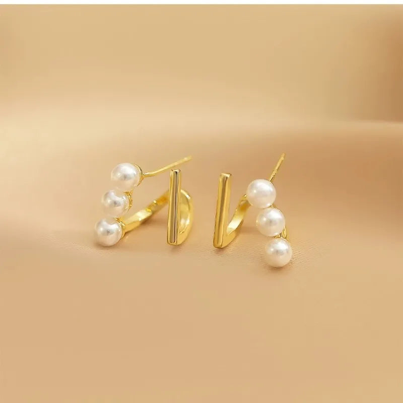 S925 Sterling Silver Pearl Stud Earrings