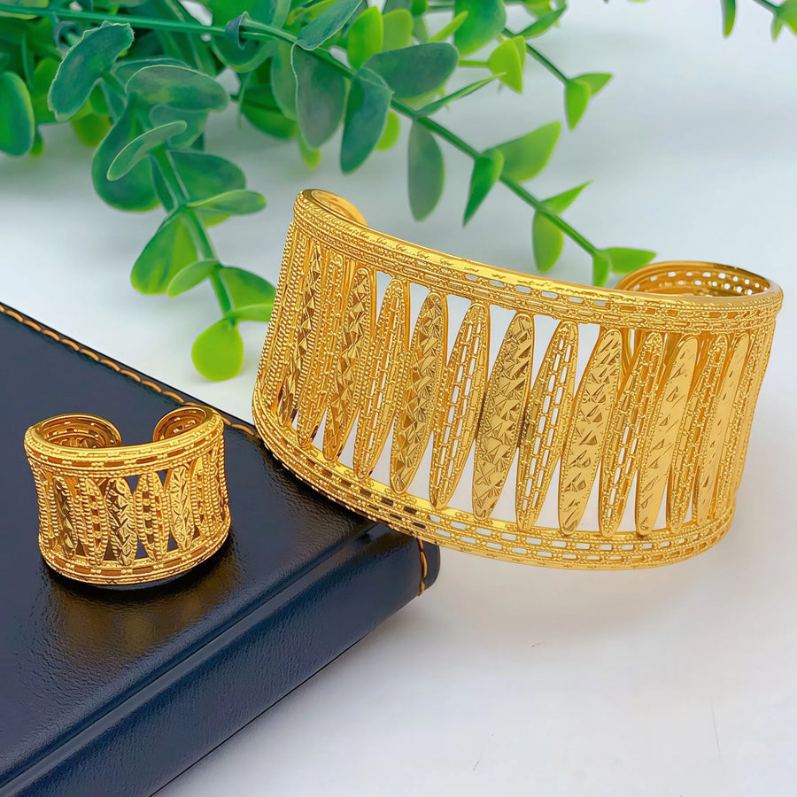 Dubai Gold Bangle & Ring Set