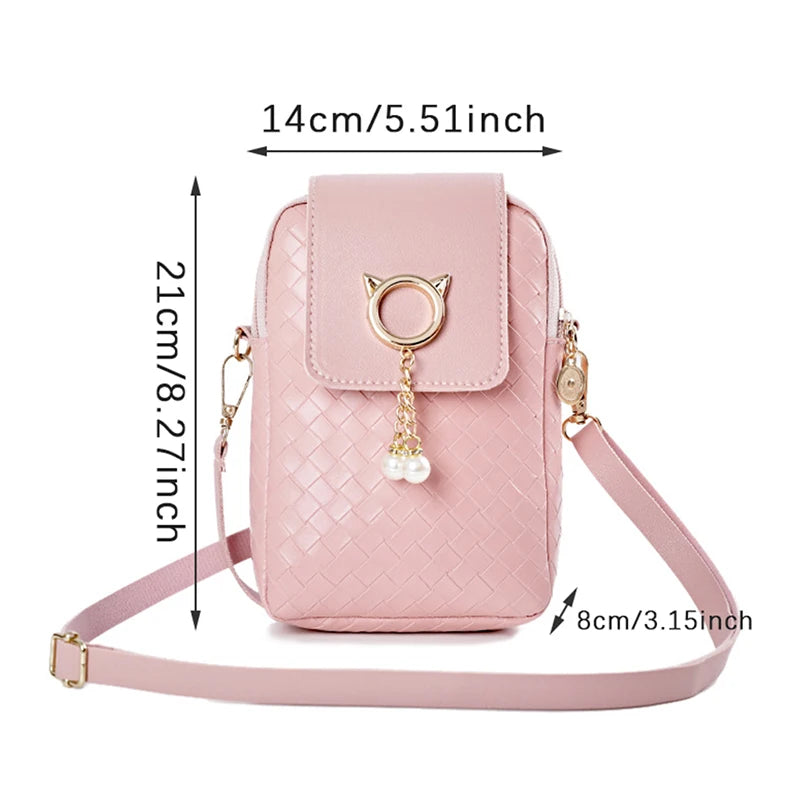 Mini Woven Pearl Crossbody Bag