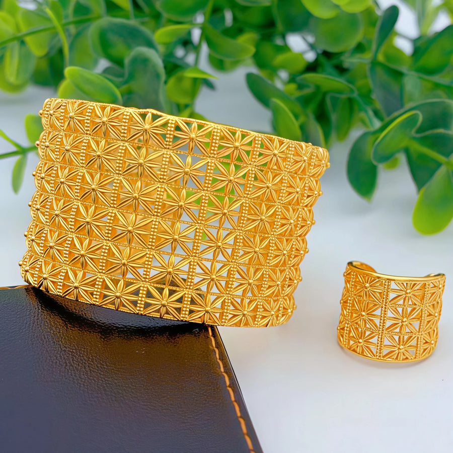 Dubai Gold Bangle & Ring Set