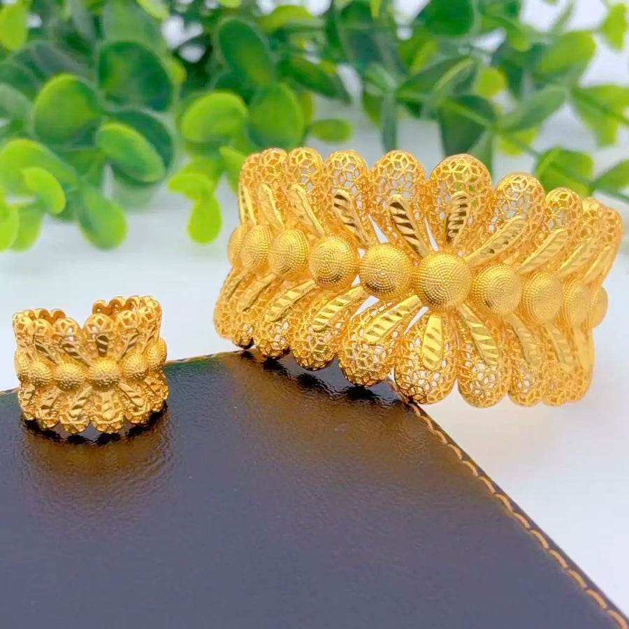 Dubai Gold Bangle & Ring Set
