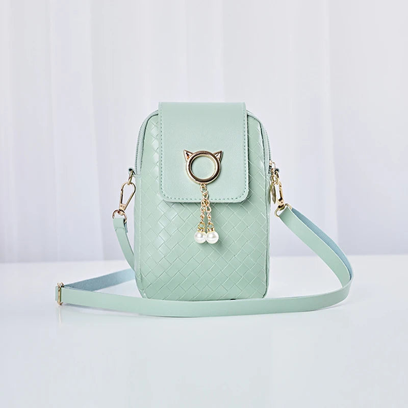 Mini Woven Pearl Crossbody Bag