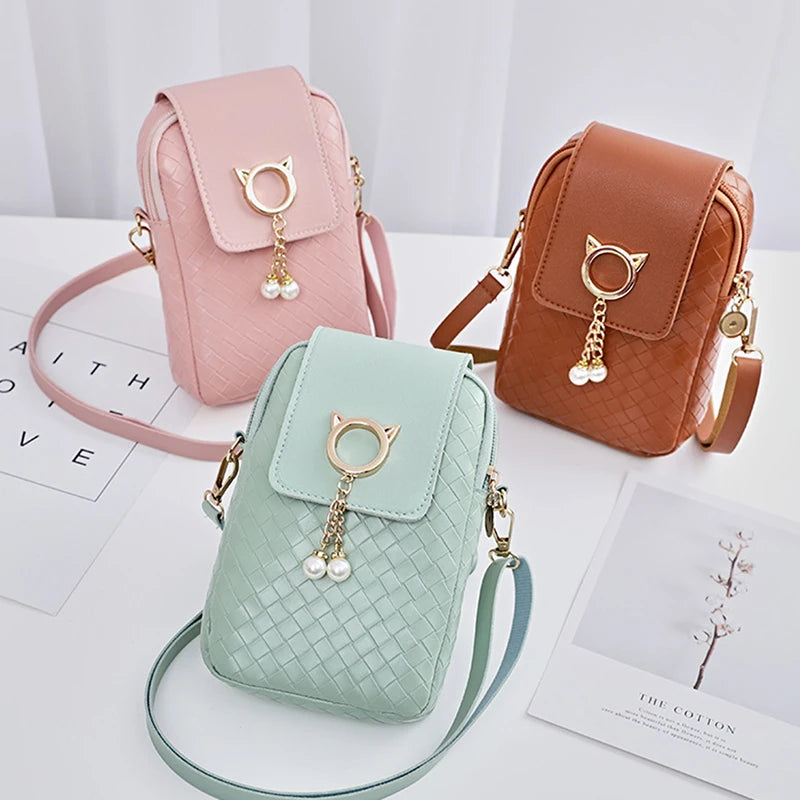 Mini Woven Pearl Crossbody Bag